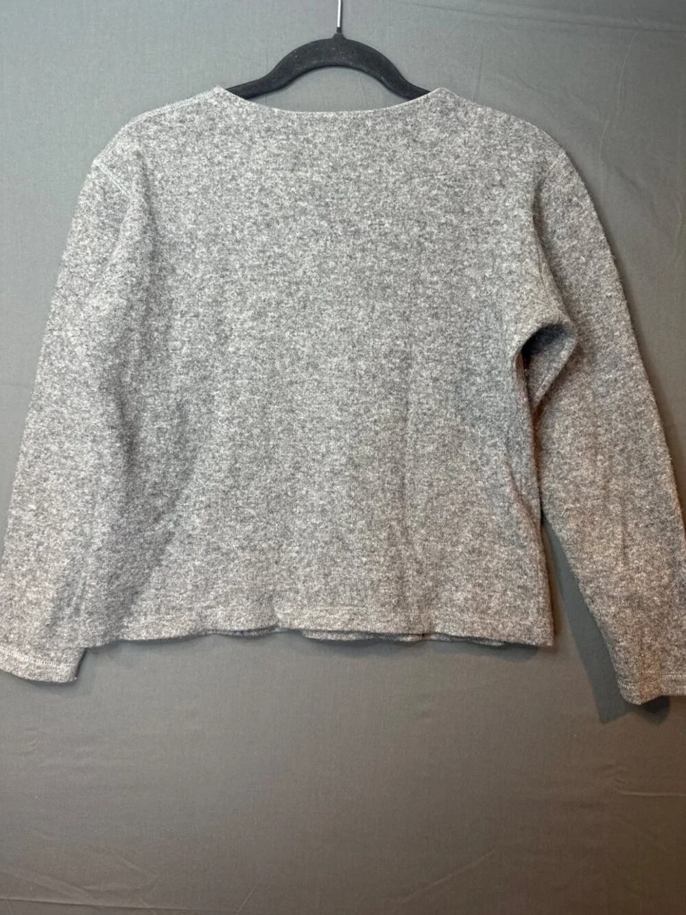 Vintage J.Crew Women M Wool Cotton Henley Sweater Made Italy Gray Academia
